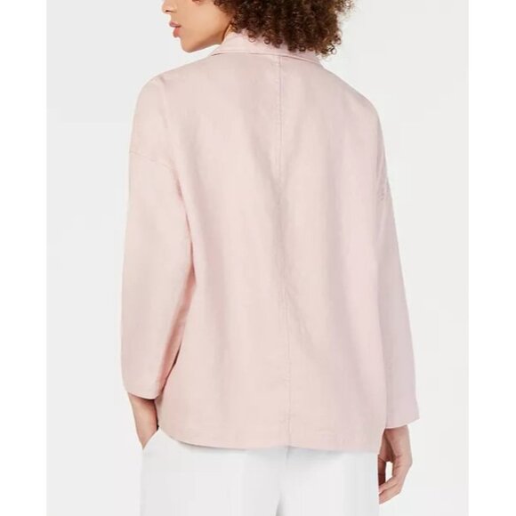 Eileen Fisher Organic Linen Open-Front Blazer in Pink Size S - Picture 3 of 12